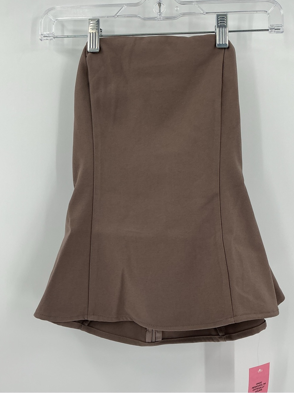 PrettyLittleThing Petite Taupe Trim Detail Asymmetric Bandeau Top size 2